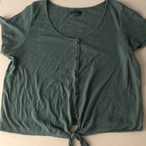 American Eagle green tie shirt